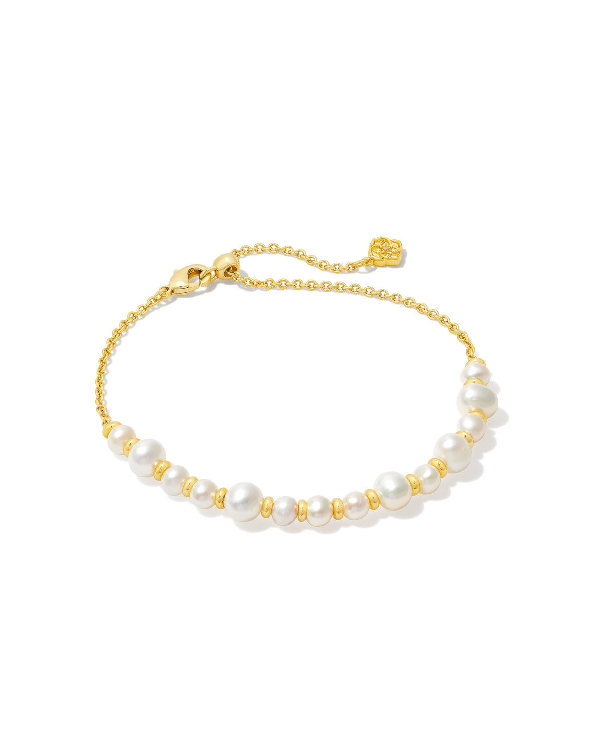 Jovie Gold Beaded Delicate Chain Bracelet in Freshwater Cultured Pearl