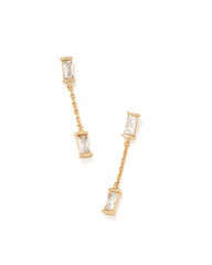 Juliette Gold Drop Earrings in White CZ