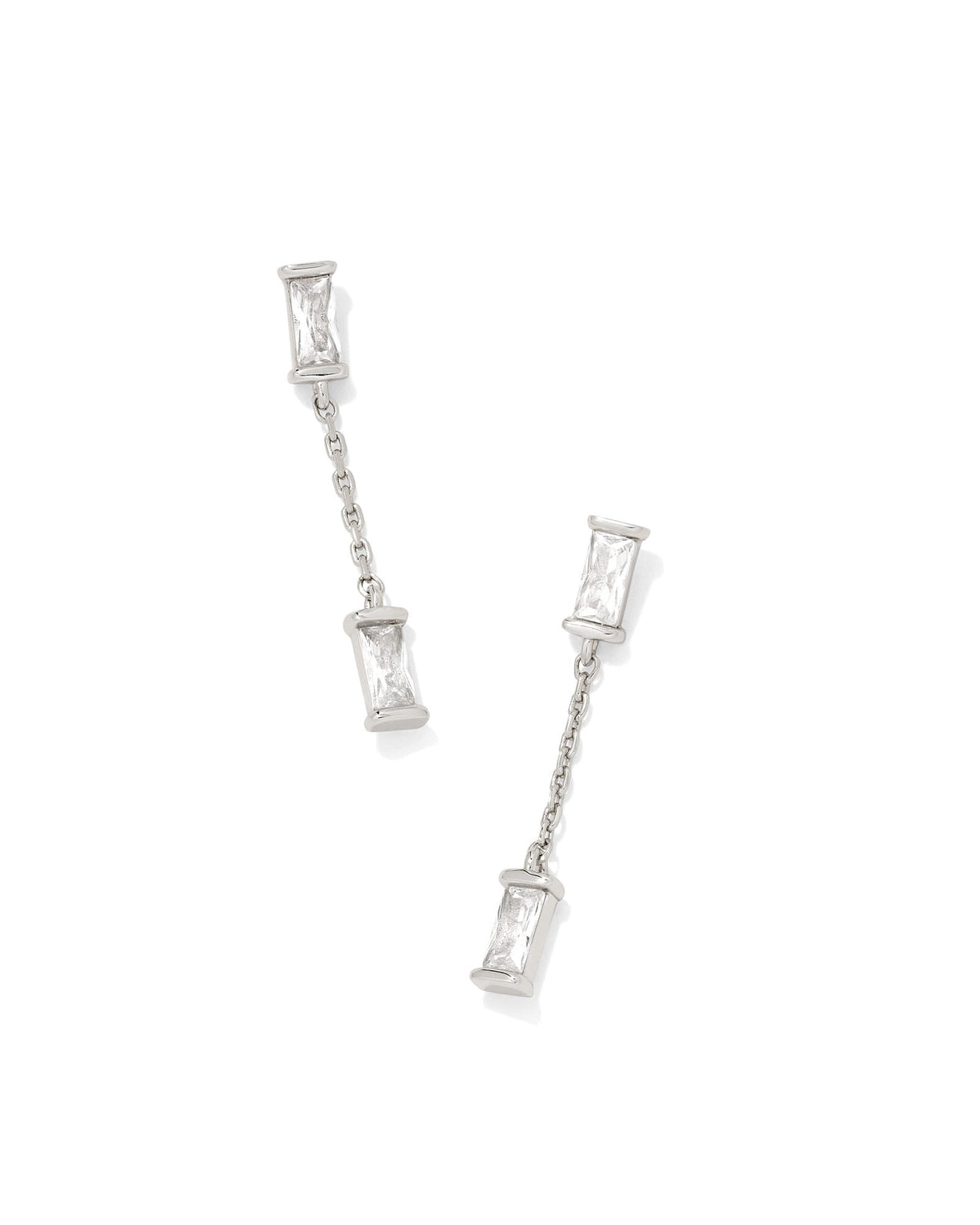 Juliette Silver Drop Earrings in White CZ