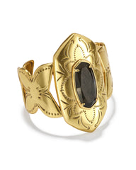 Keziah Vintage Gold Cuff Bracelet in Golden Obsidian