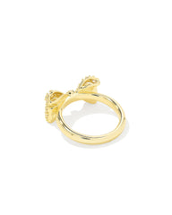Krista Gold Bow Cocktail Ring in White Mix