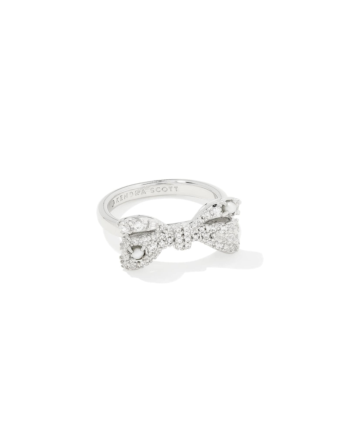 Krista Silver Bow Cocktail Ring in White Mix