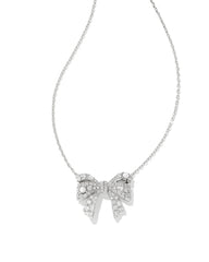 Krista Silver Bow Short Pendant Necklace in White Mix