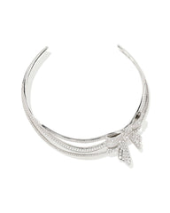 Krista Silver Bow Statement Necklace in White Mix