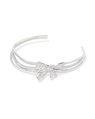 Krista Silver Bow Statement Necklace in White Mix