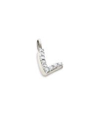 14k White Gold Letter L Charm in White Diamond