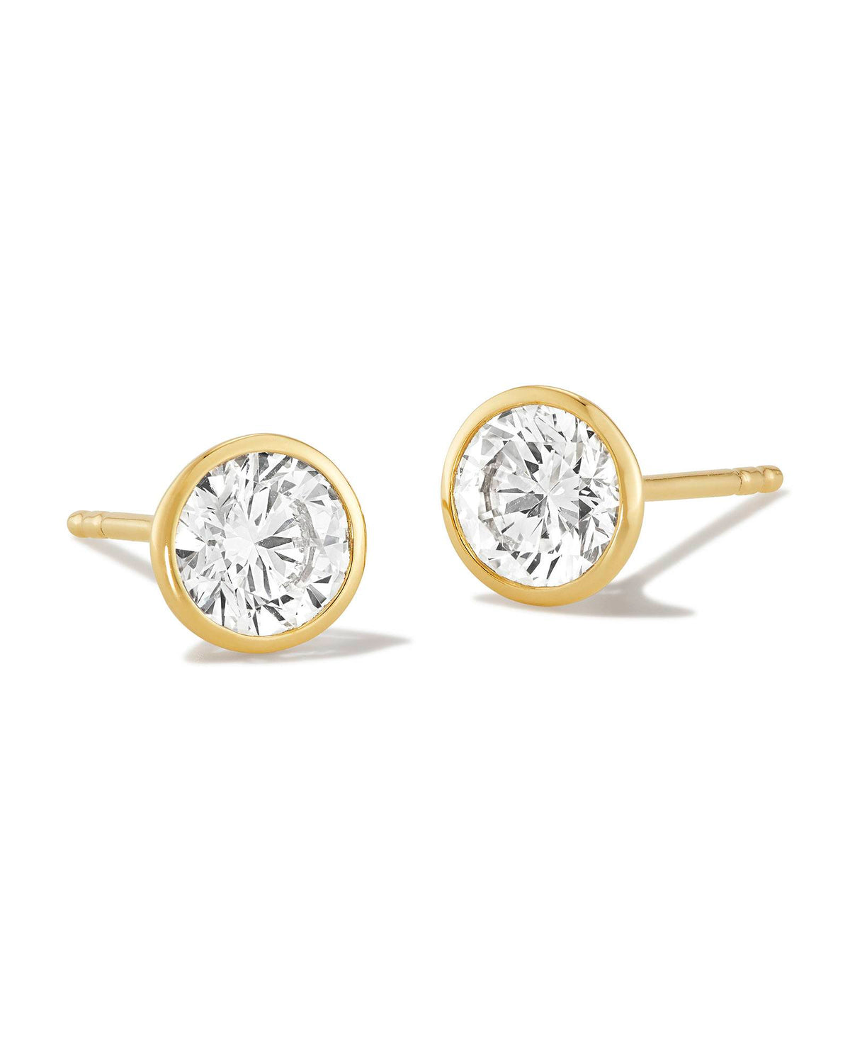 1 ct Lab Grown White Diamond Audrey Stud Earrings in 14k Yellow Gold