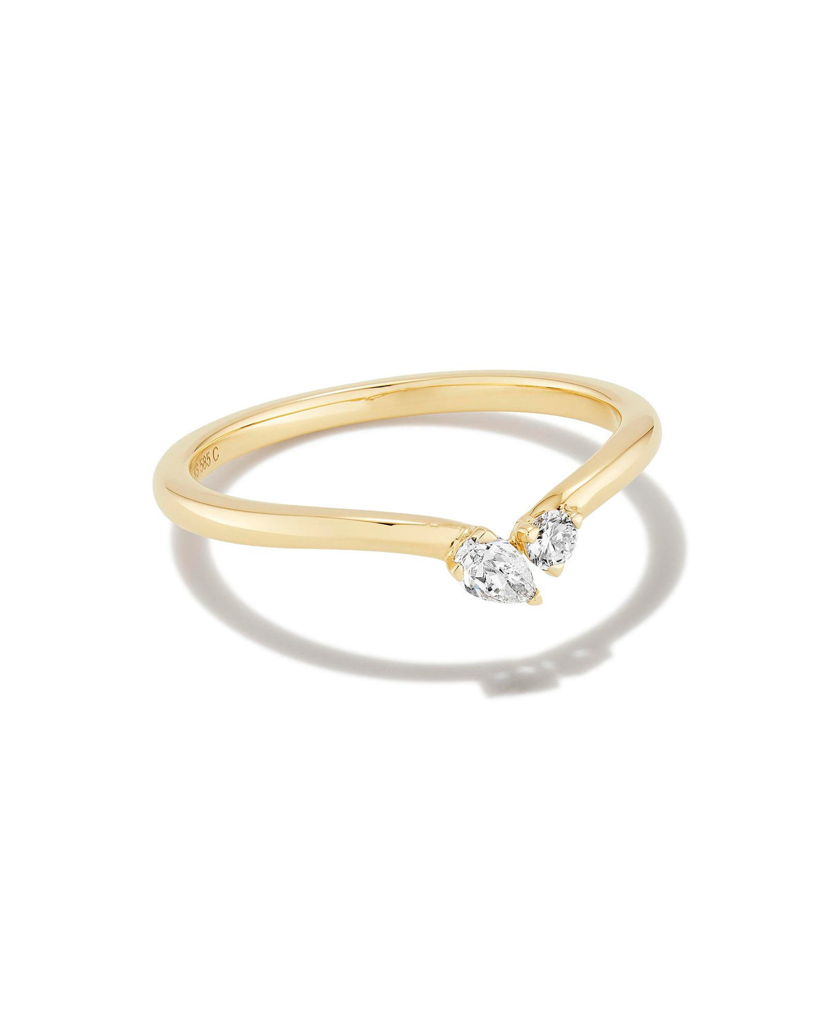 0.16 ct Lab Grown White Diamond Toi et Moi Band Ring in 14k Yellow Gold