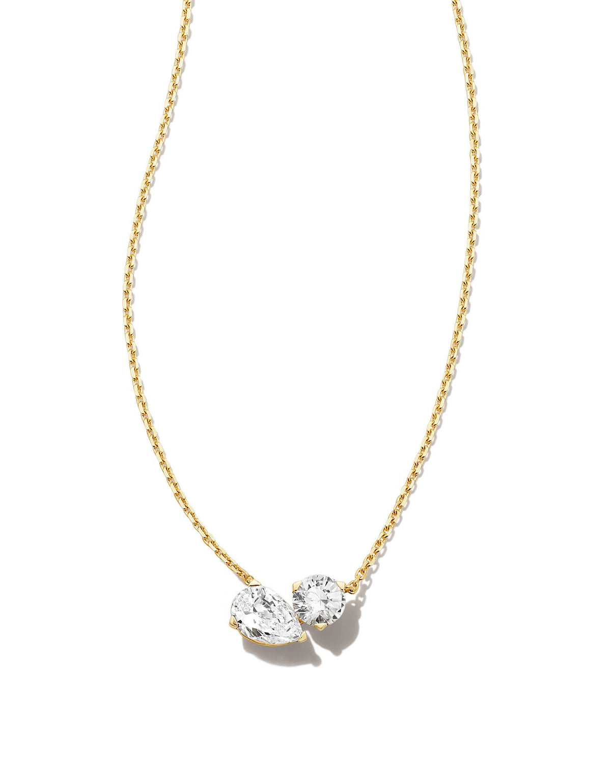 1.3 ct Lab Grown White Diamond Toi et Moi Large Pendant Necklace in 14k Yellow Gold