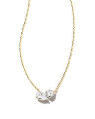 1.3 ct Lab Grown White Diamond Toi et Moi Large Pendant Necklace in 14k Yellow Gold