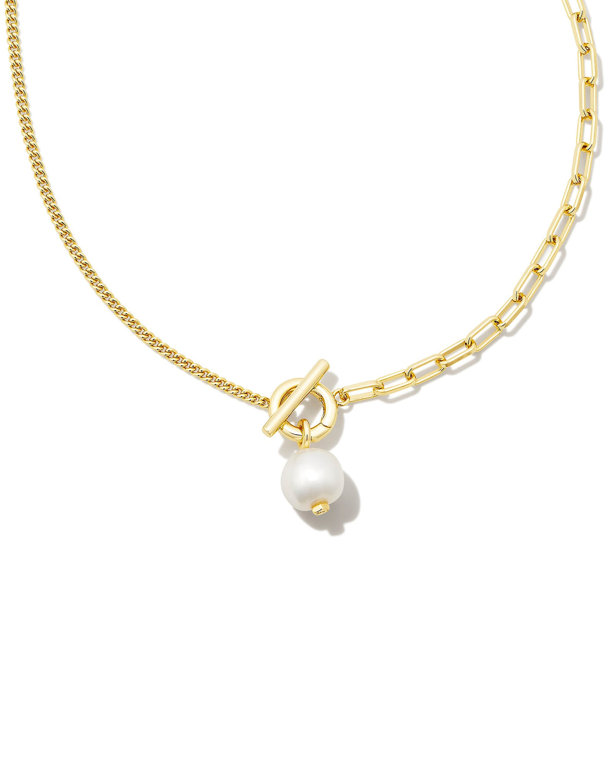 Leighton Convertible Gold Pearl Chain Necklace in Freshwater Cultured Pearl
