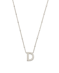 Letter D Pendant Necklace in Silver
