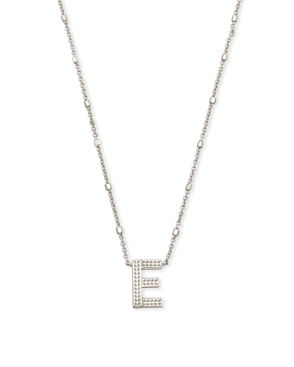 Letter E Pendant Necklace in Silver