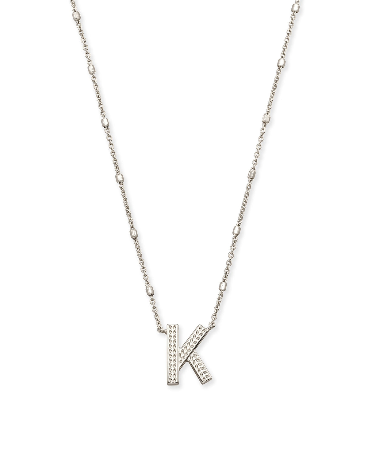 Letter K Pendant Necklace in Silver