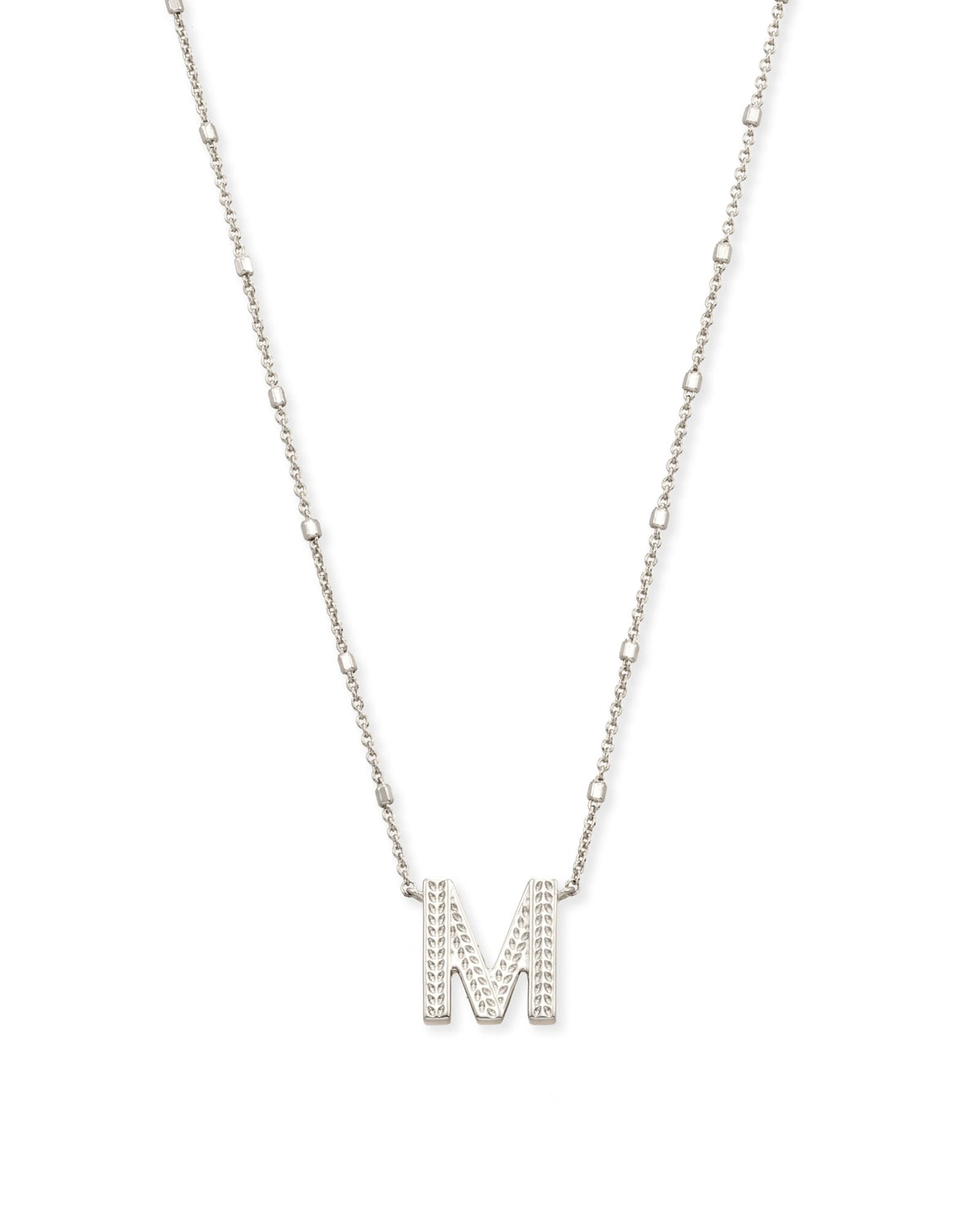 Letter M Pendant Necklace in Silver
