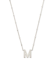 Letter M Pendant Necklace in Silver