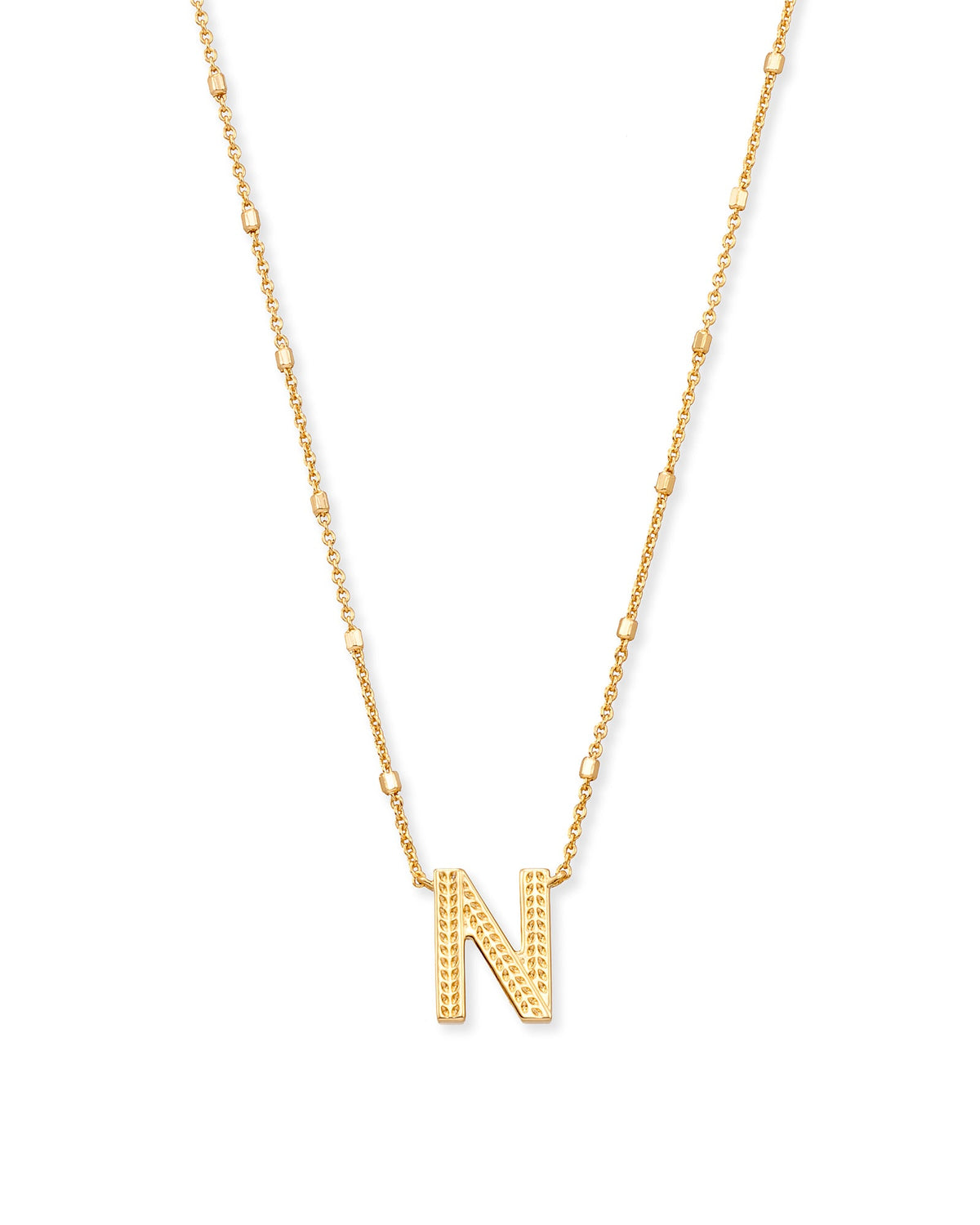 Letter N Pendant Necklace in Gold