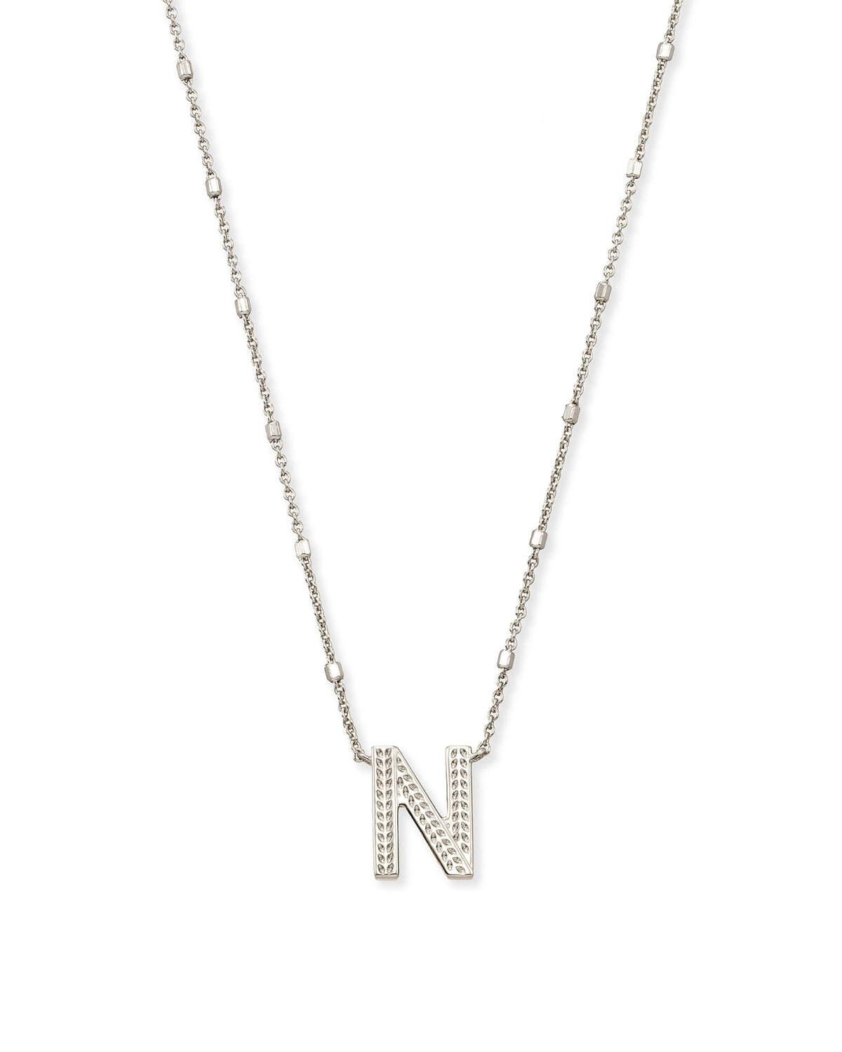 Letter N Pendant Necklace in Silver