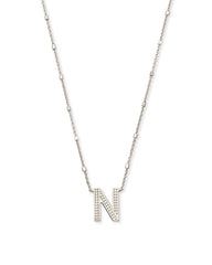 Letter N Pendant Necklace in Silver