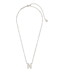 Letter N Pendant Necklace in Silver