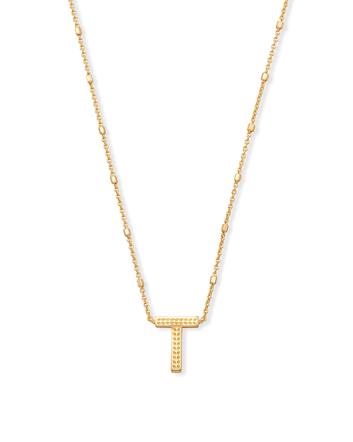 Letter T Pendant Necklace in Gold