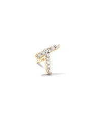 Letter T 14k Yellow Gold Single Stud Earring in White Diamond