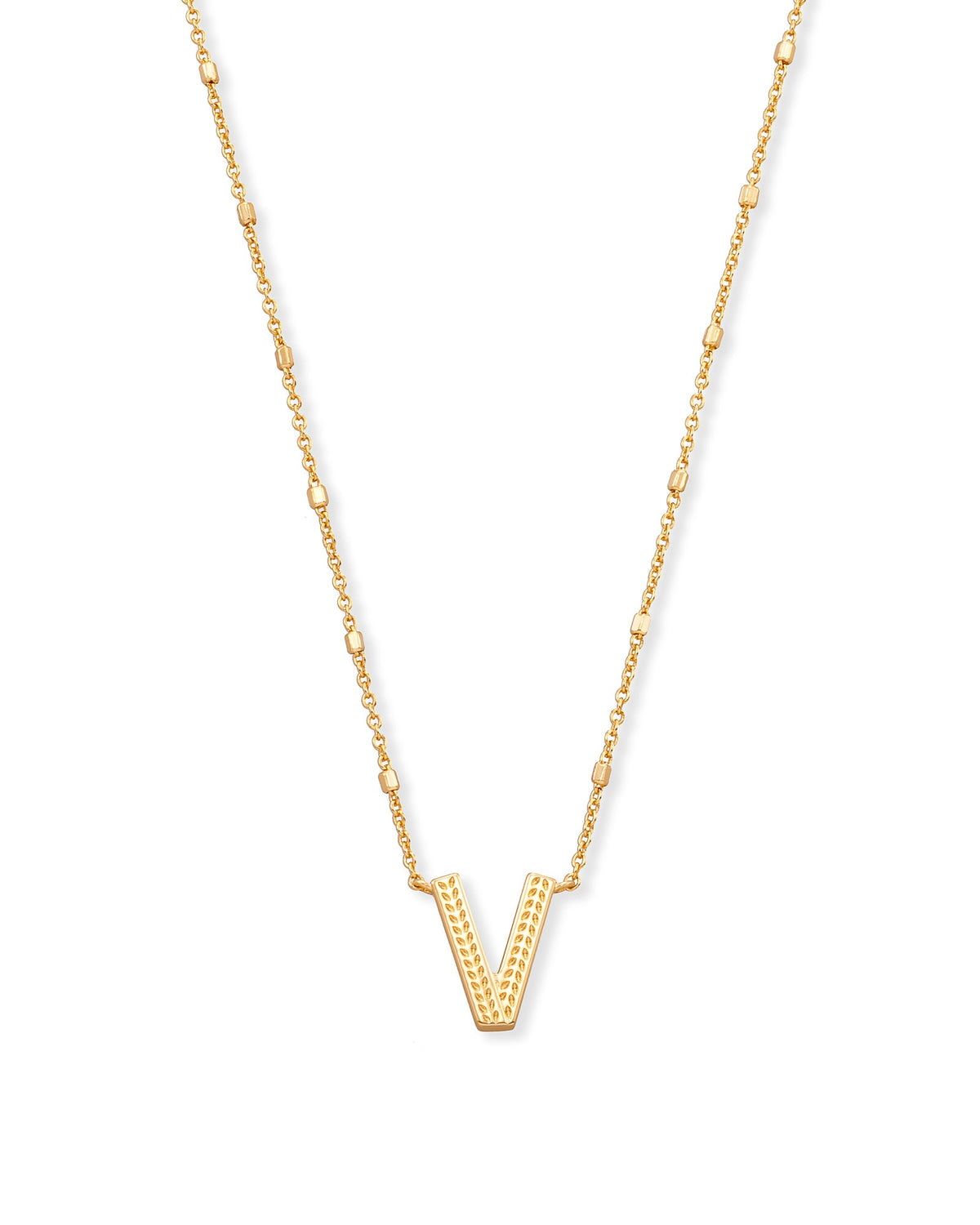 Letter V Pendant Necklace in Gold