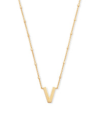 Letter V Pendant Necklace in Gold
