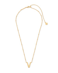 Letter V Pendant Necklace in Gold