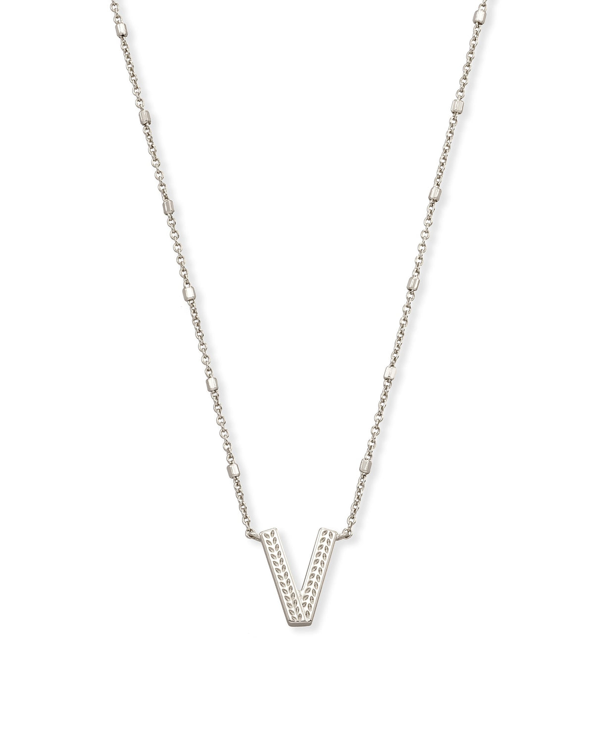 Letter V Pendant Necklace in Silver