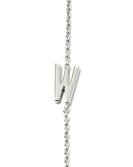 Letter W Inline Initial Necklace in Sterling Silver