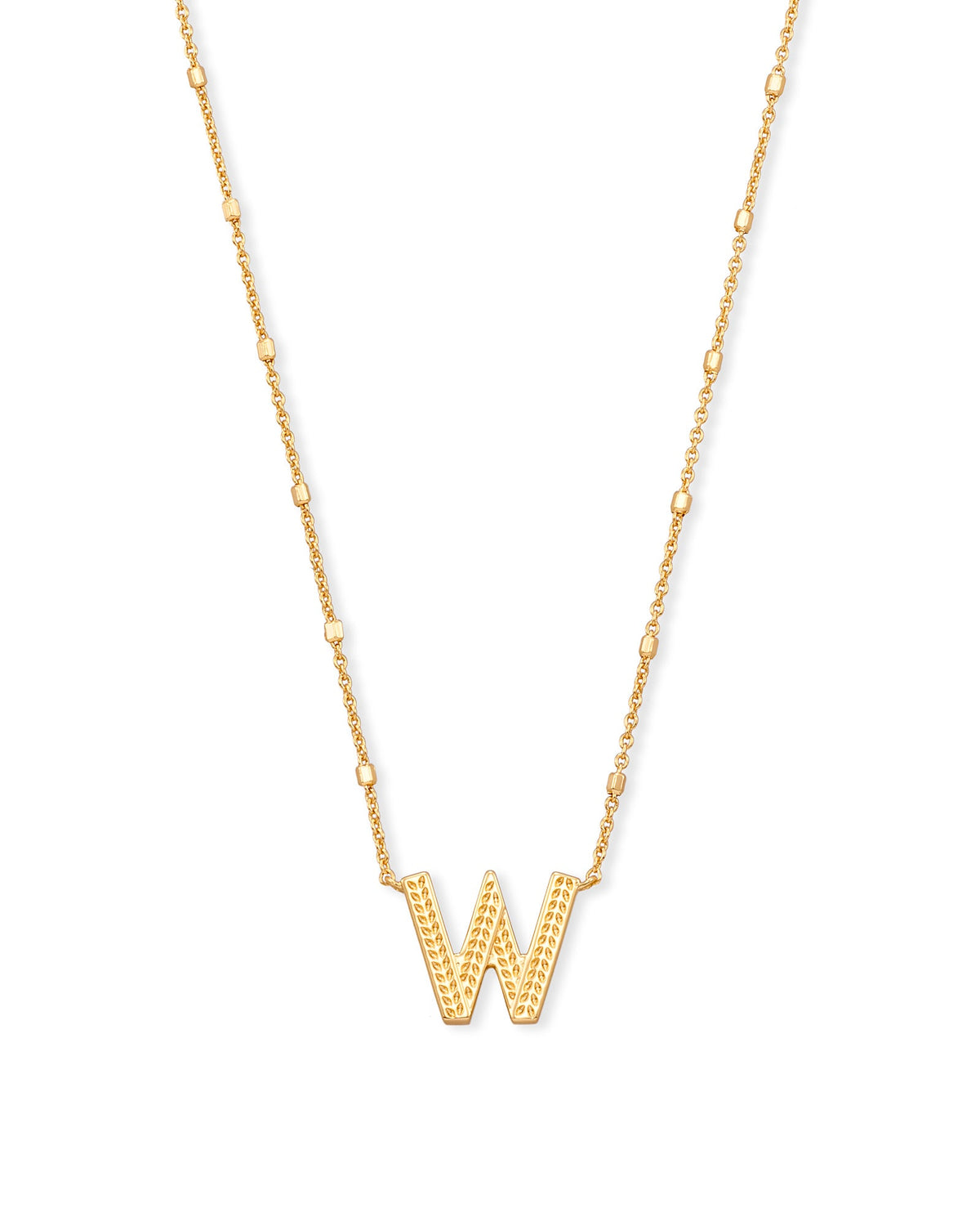 Letter W Pendant Necklace in Gold