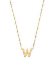 Letter W Pendant Necklace in Gold