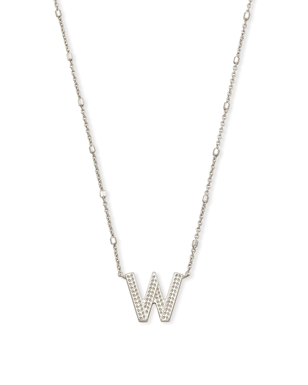 Letter W Pendant Necklace in Silver