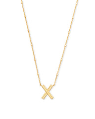 Letter X Pendant Necklace in Gold
