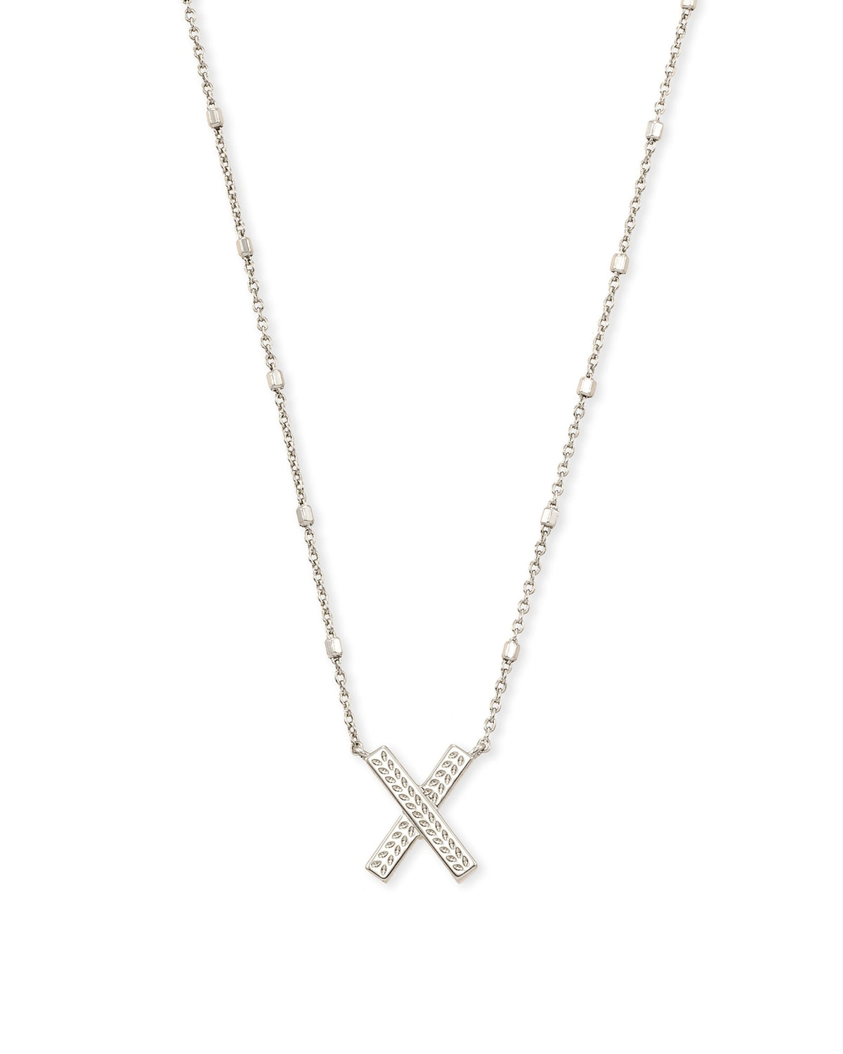 Letter X Pendant Necklace in Silver