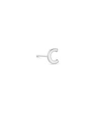 Letter C Single Stud Earring in Sterling Silver 