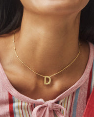 Letter D Pendant Necklace in Silver