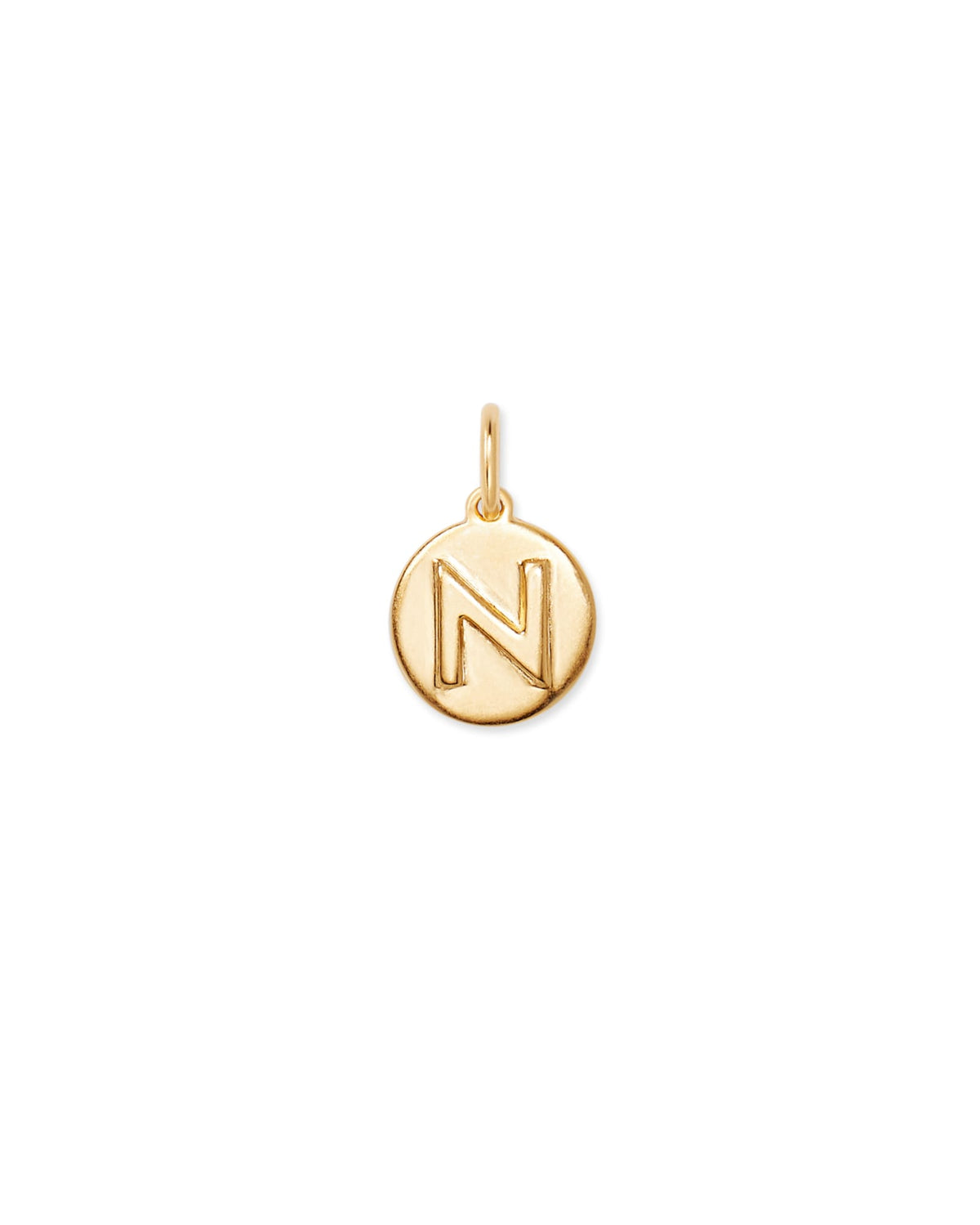 Letter N Coin Charm in 18k Gold Vermeil