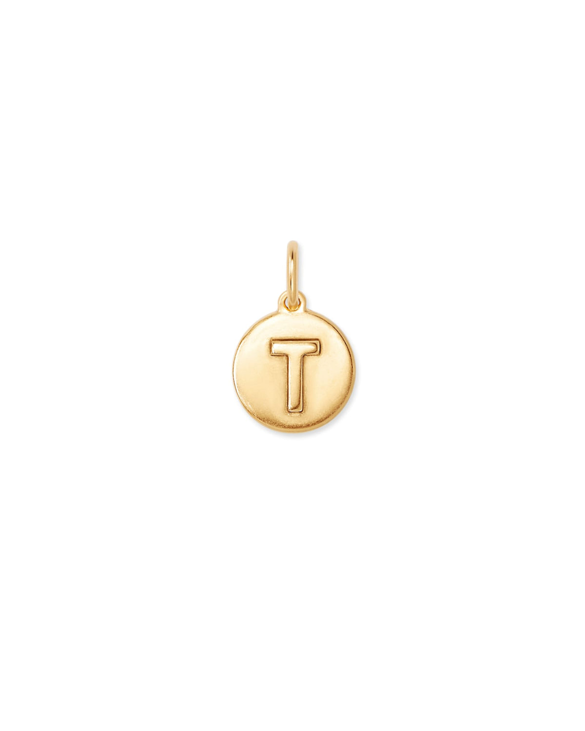 Letter T Coin Charm in 18k Gold Vermeil