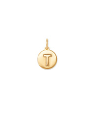 Letter T Coin Charm in 18k Gold Vermeil