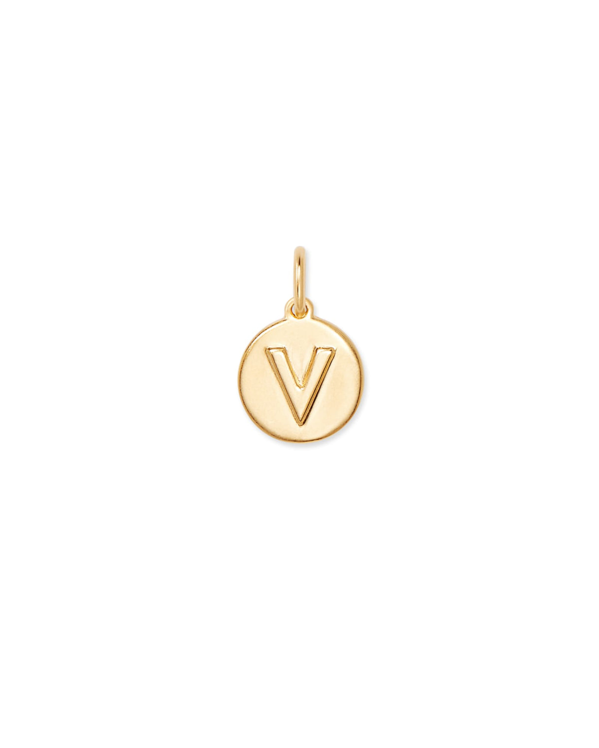 Letter V Coin Charm in 18k Gold Vermeil