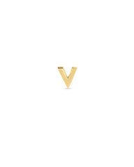 Letter V Single Stud Earring in 18k Gold Vermeil