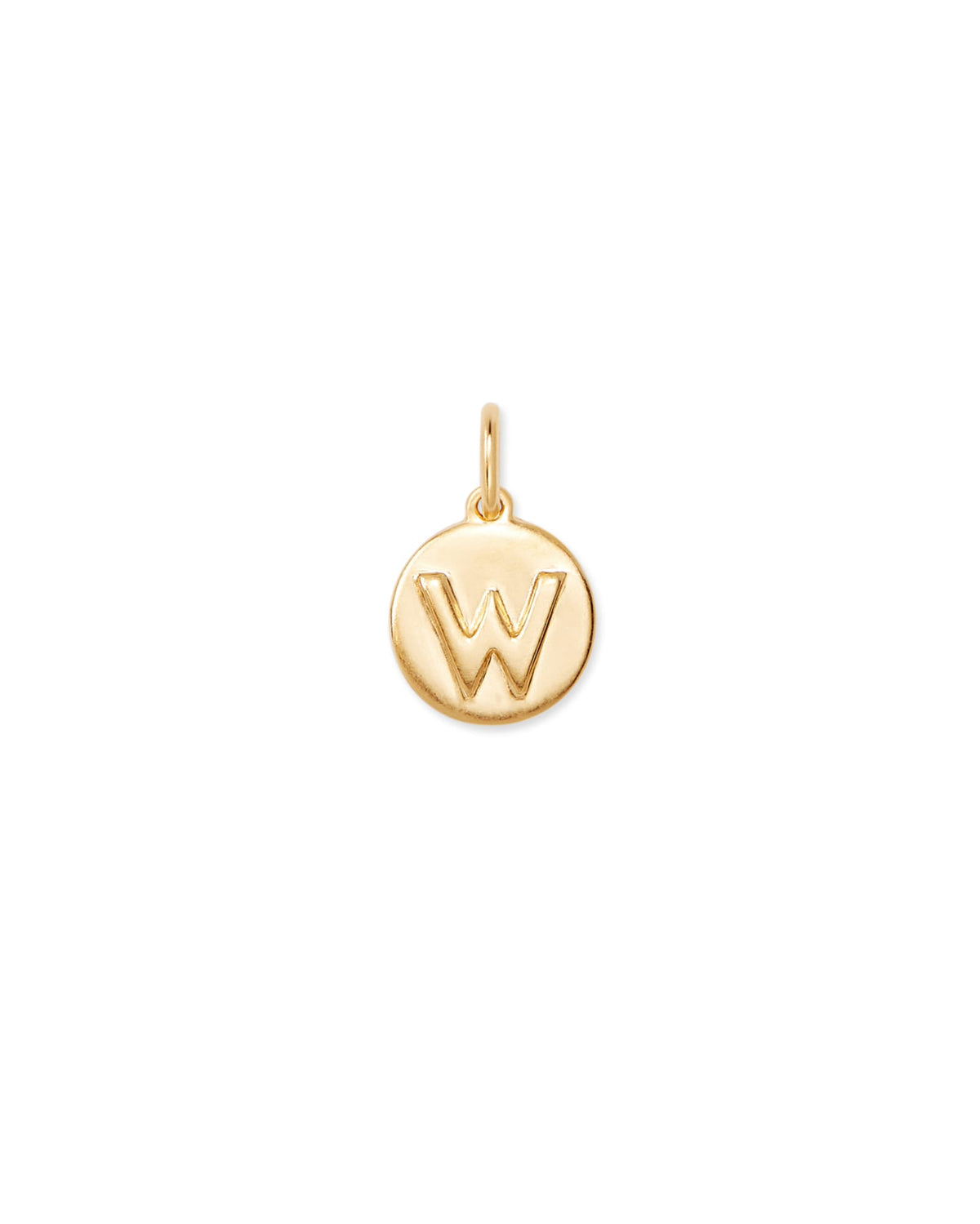 Letter W Coin Charm in 18k Gold Vermeil