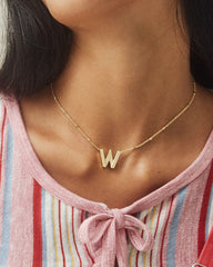 Letter W Pendant Necklace in Silver