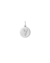 Letter Y Coin Charm in Oxidized Sterling Silver