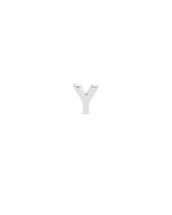 Letter Y Single Stud Earring in Sterling Silver 