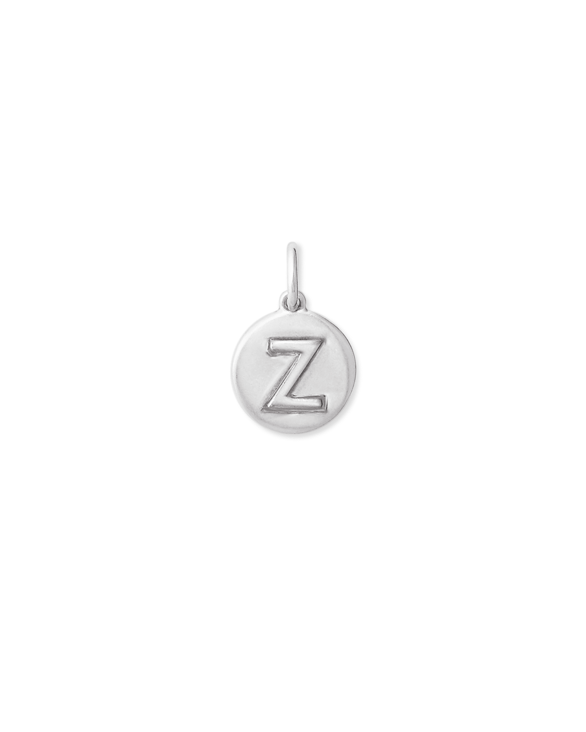 Letter Z Coin Charm in Oxidized Sterling Silver