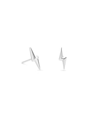 Lightning Bolt Mini Stud Earrings in Sterling Silver