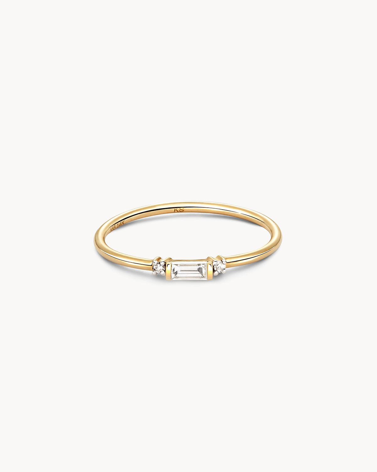 Maria 14k Yellow Gold Band Ring in White Diamond